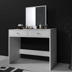 Masa de toaleta si machiaj  Mega cu 2 sertare și oglinda, 100x50x134 cm, finisaj alb