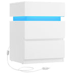 VASAGLE Noptiera din MDF cu iluminare LED, culori si intensitate reglabile, 35x40x55cm, alb