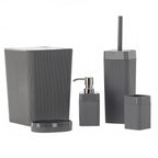 Set de accesorii pentru baie din plastic, 5 piese, gri