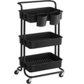 SONGMICS Carucior de depozitare pe roti, pentru bucatarie sau baie, cu 3 nivele, 42x34x86 cm, negru