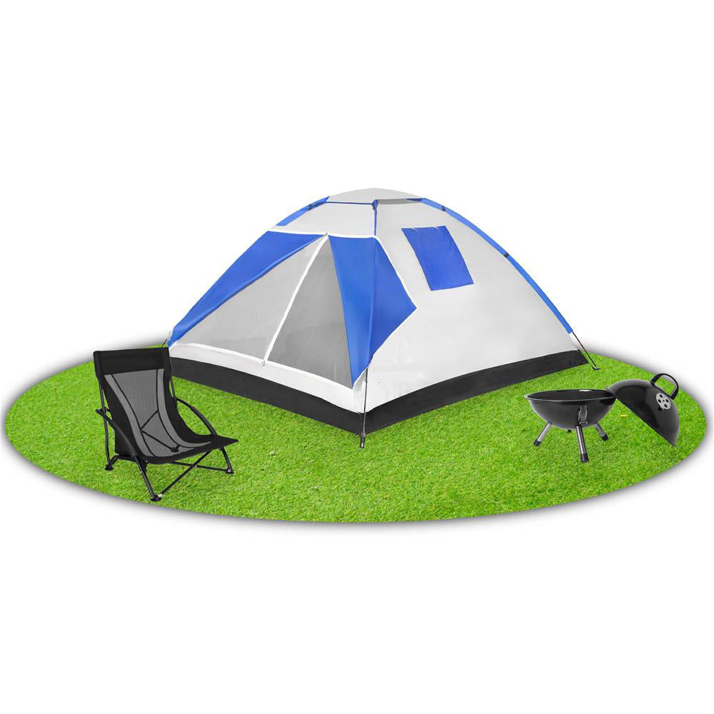 Cort plaja sau camping, impemeabil, cu protectie UV, 4 locuri, 210x240x130cm, gri albastru