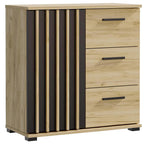 Comoda Montana 80 cu 3 sertare si 1 usa, 81x37x80 cm, negru si stejar craft
