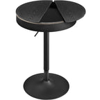 VASAGLE Masa de bar neagra, 59x59x(83-105) cm – inaltime reglabila, compartiment de depozitare