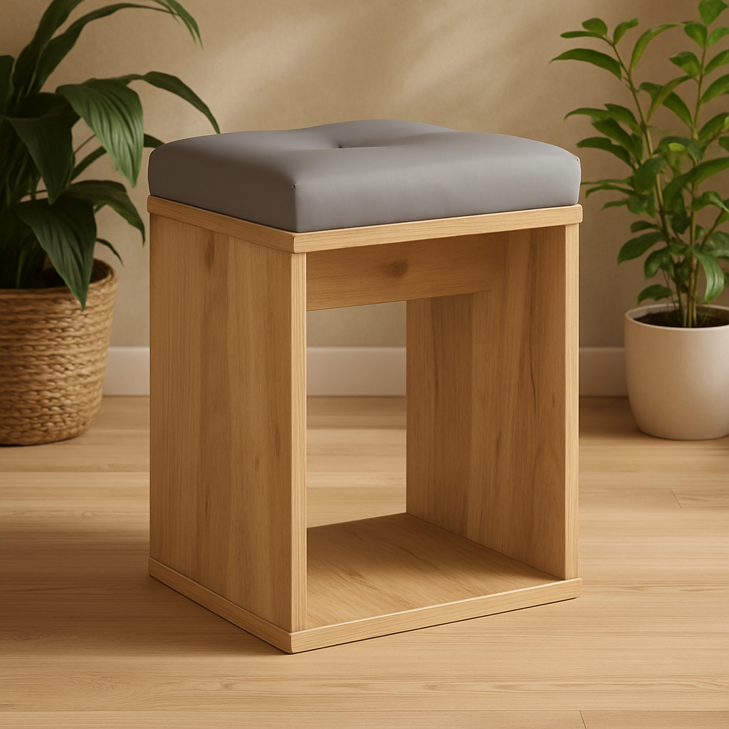 Taburet pentru masuta de toaleta cu sezut confortabil, 30x30x42 cm, craft