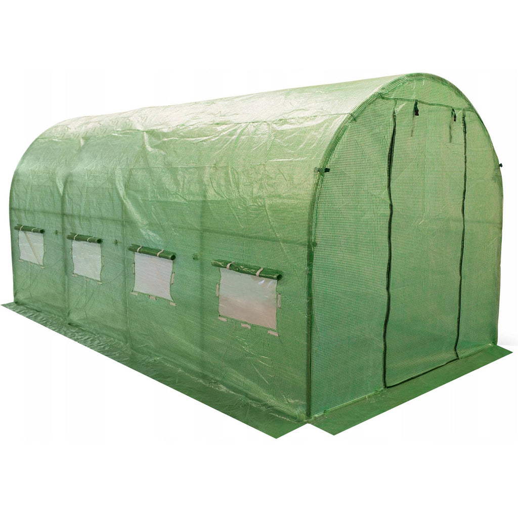 Sera de gradina, tip tunel cu cadru metalic, 250x400cm, 10mp, fereastra suplimentara spate