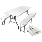 Set masa cu 2 banci pliabile tip valiza pentru gradina, camping, terase, 180x72x75cm