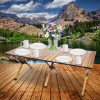 Masa pentru camping cu sistem de pliere rapida, cadru ultra usor din aluminiu, 118x60x45cm, maro