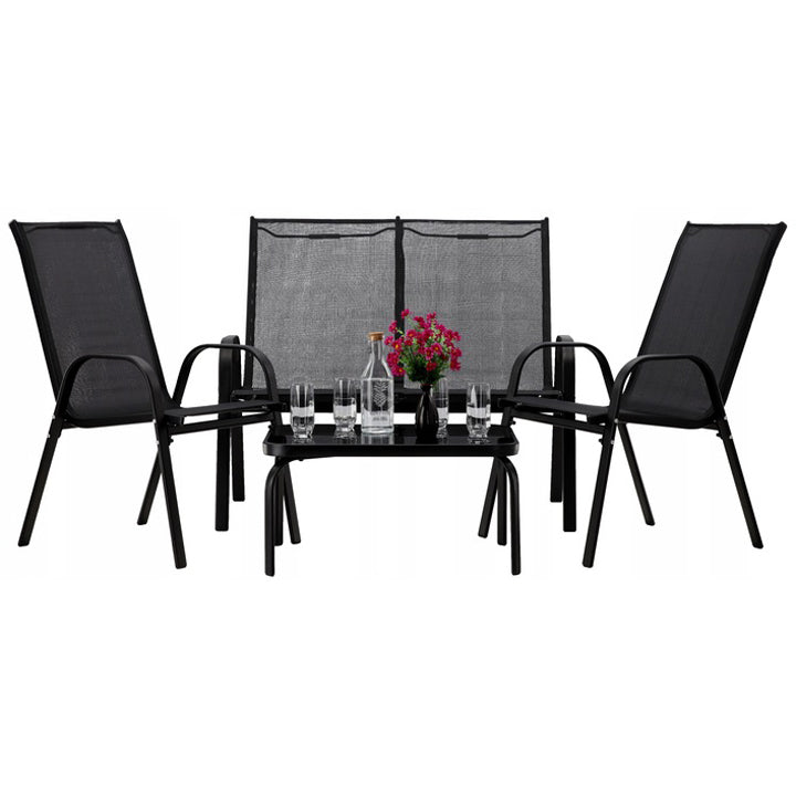 Set mobilier gradina textilene, 2 scaune, 1 canapea si 1 masa, gri inchis