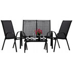 Set mobilier gradina textilene, 2 scaune, 1 canapea si 1 masa, gri inchis