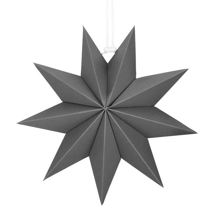 Stea decorativa 3D din hartie, cu 9 colturi, 30cm, argintie