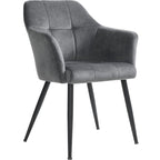 SONGMICS Scaun living tapitat din catifea cu cotiere, sarcina 110 kg, 61x60x87 cm, gri