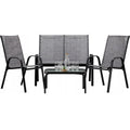 Set mobilier gradina textilene, 2 scaune, 1 canapea si 1 masa, gri deschis
