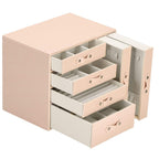 (DL) Cutie depozitare si organizare bijuterii, piele ecologica + velur, 26 x 22 x 18 cm, roz