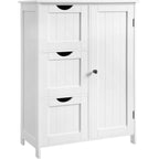 VASAGLE Dulap pentru baie, cu 3 sertare si un raft reglabil cu usa, 60x30x81 cm, alb