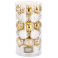 Set globuri de Craciun cu modele de sarbatori, 30 bucati, 5cm, alb auriu