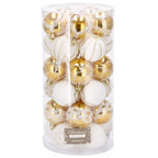 Set globuri de Craciun cu modele de sarbatori, 30 bucati, 5cm, alb auriu