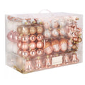 Set globuri si decoratiuni de Craciun, 152 piese, diverse dimensiuni, roz auriu