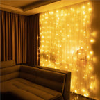 Ghirlanda luminoasa tip perdea 300 LED-uri, 3x3m, pentru interior, alimentare USB, alb cald (galben)