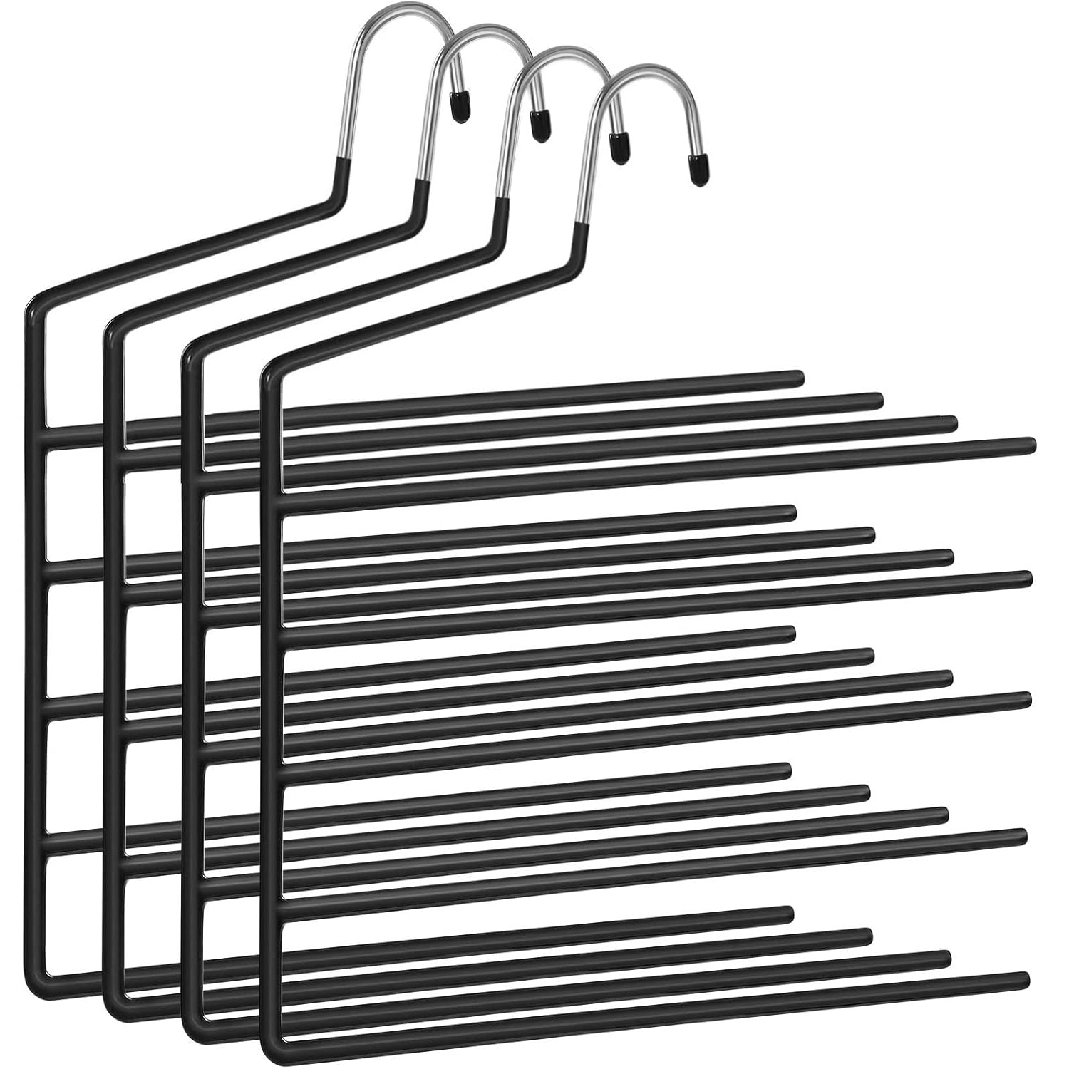 SONGMICS Set de 4 umerase pentru pantaloni, cu 5 bare, 32x35cm, negru