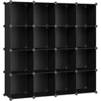 SONGMICS Unitate de depozitare cu 16 cuburi, pentru pantofi sau haine, personalizabil, 31x123x123 cm, negru