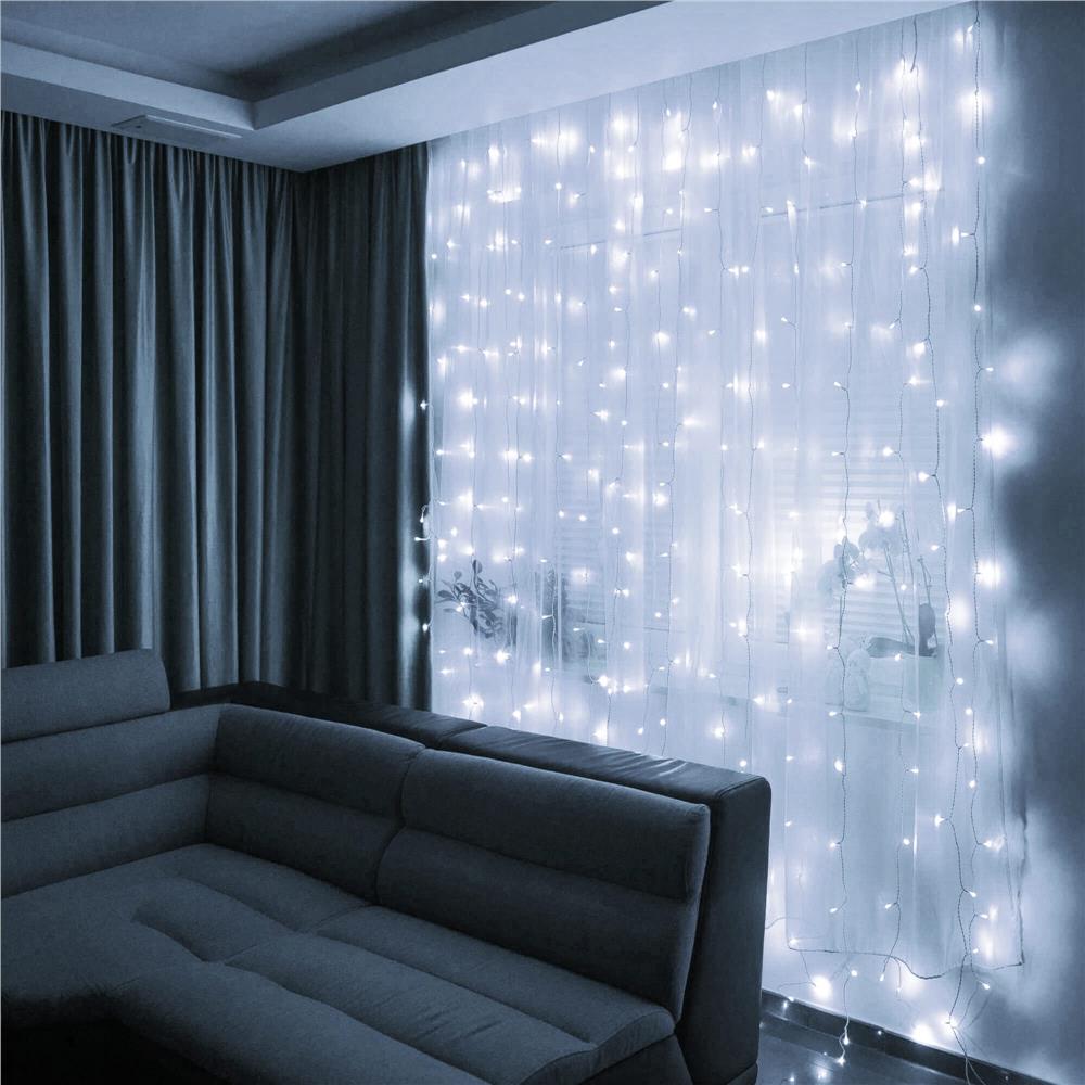 Ghirlanda luminoasa tip perdea 300 LED-uri, 3x3m, pentru interior, alimentare USB, alb