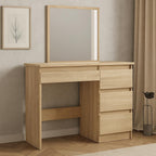 Masa de toaleta si machiaj Beta cu oglinda si 4 sertare, 94x43x130 cm, finisaj sonoma