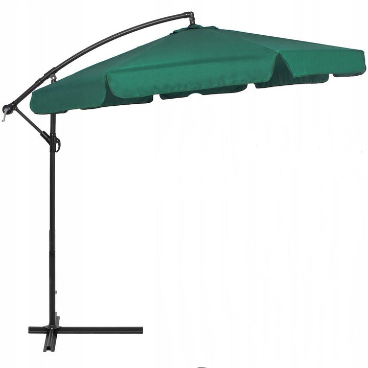 Umbrela de gradina cu brat lateral banana, cu husa, 300cm, verde