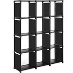 SONGMICS Raft de depozitare modular cu 12 cuburi, textil, personalizabil, 30x105x140 cm, negru