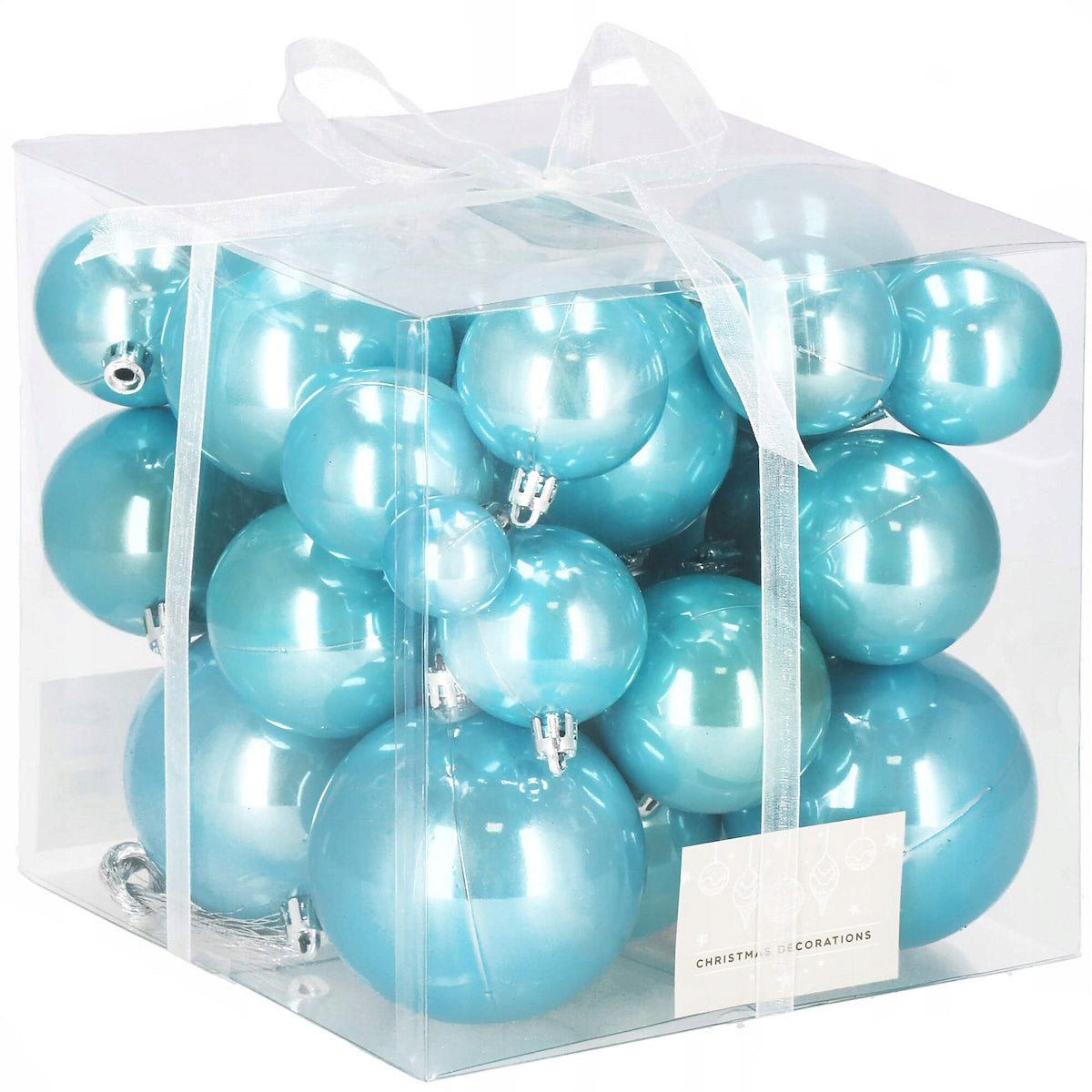 Set globuri de Craciun, 37 bucati, 3-8cm, albastru perla