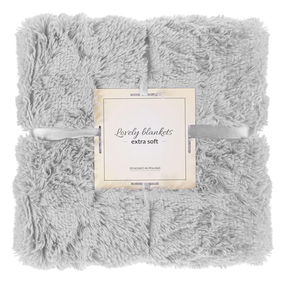 Patura pufoasa si calduroasa pentru 2 persoane, 200x220cm, gri deschis