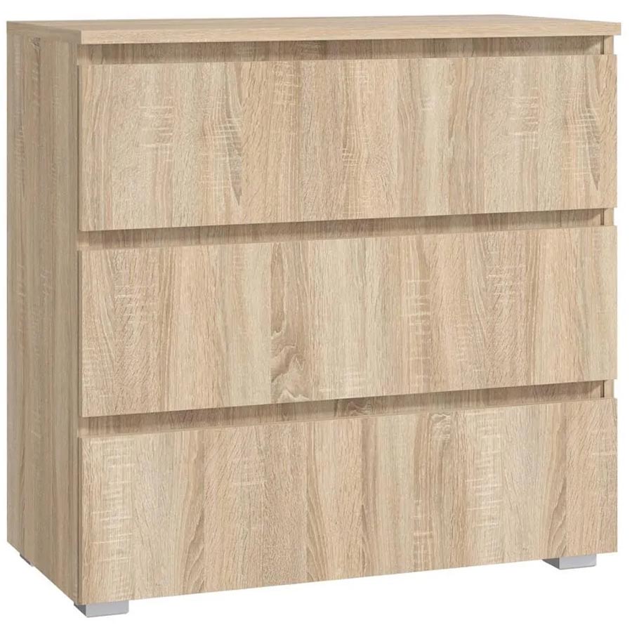 Comoda cu 3 sertare NEO 80, 80x40x80 cm, finisaj stejar mat