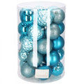 Set globuri de Craciun, 30 bucati, 6 modele, 8cm, albastru
