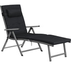 SONGMICS Sezlong pliabil, cu saltea groasa si tetiera, spatar reglabil, maxim 150kg, 183x60x39cm, negru