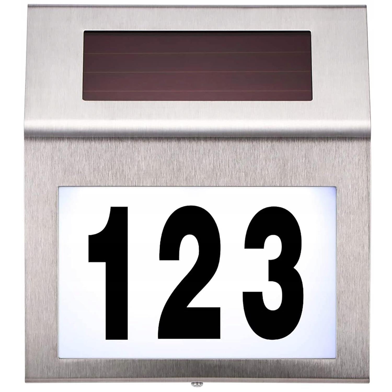 Lampa solara LED afisare numar de casa, inox, kit montare inclus, 20x18x3 cm