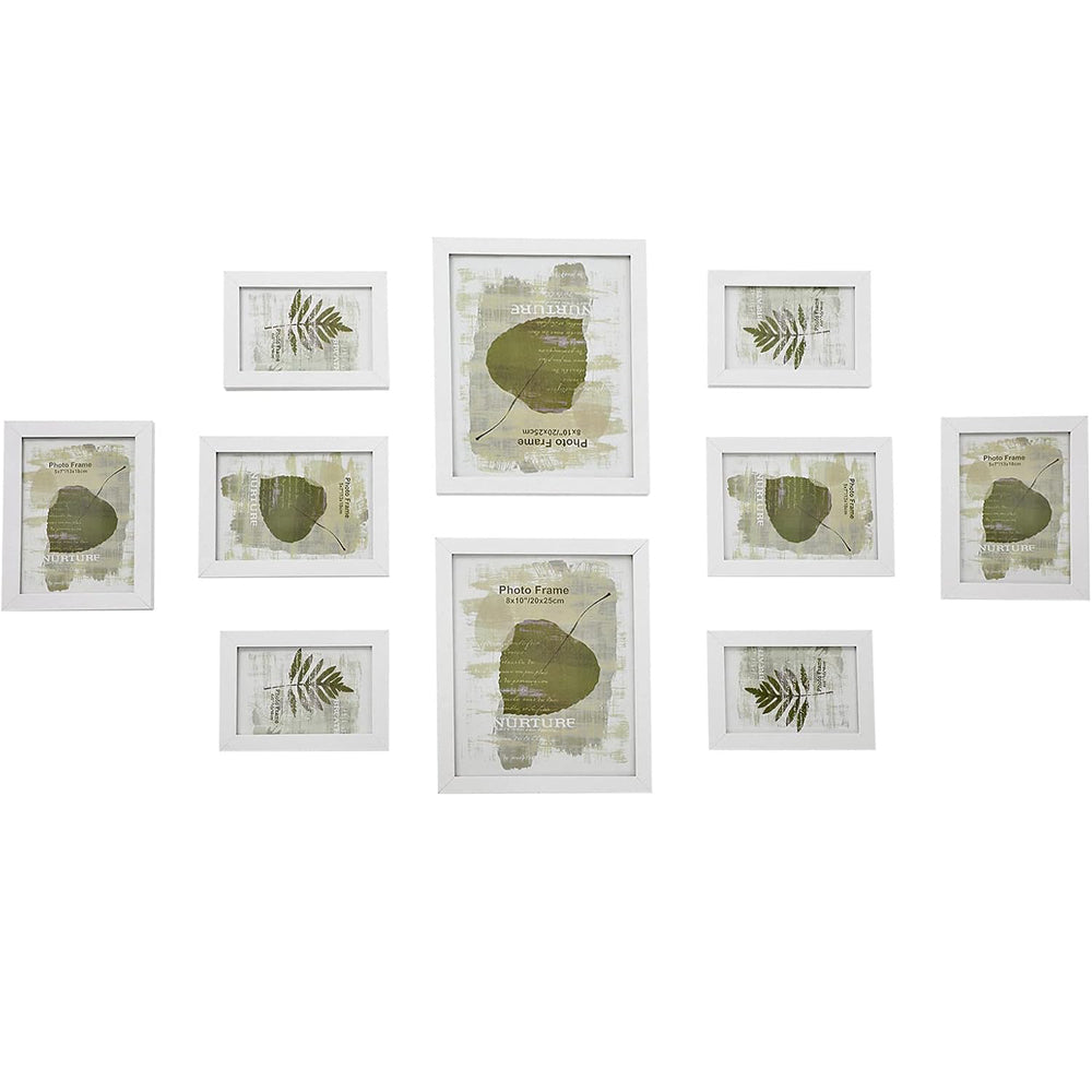 SONGMICS set rame foto 10 buc, 28x24 / 21x16 / 18x13 cm, alb, montaj perete sau birou, MDF si plastic