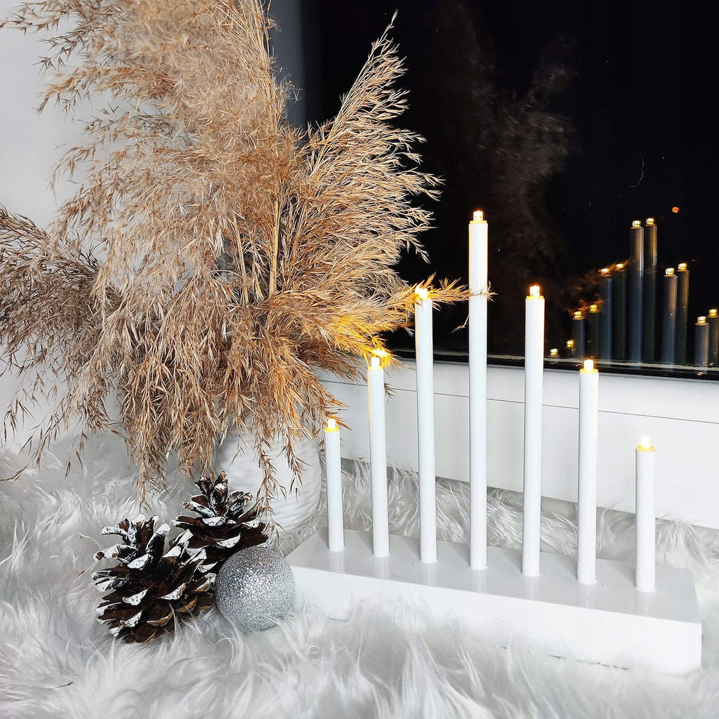 Lumanari decorative de Craciun, 7 becuri tip LED, culoare argintiu