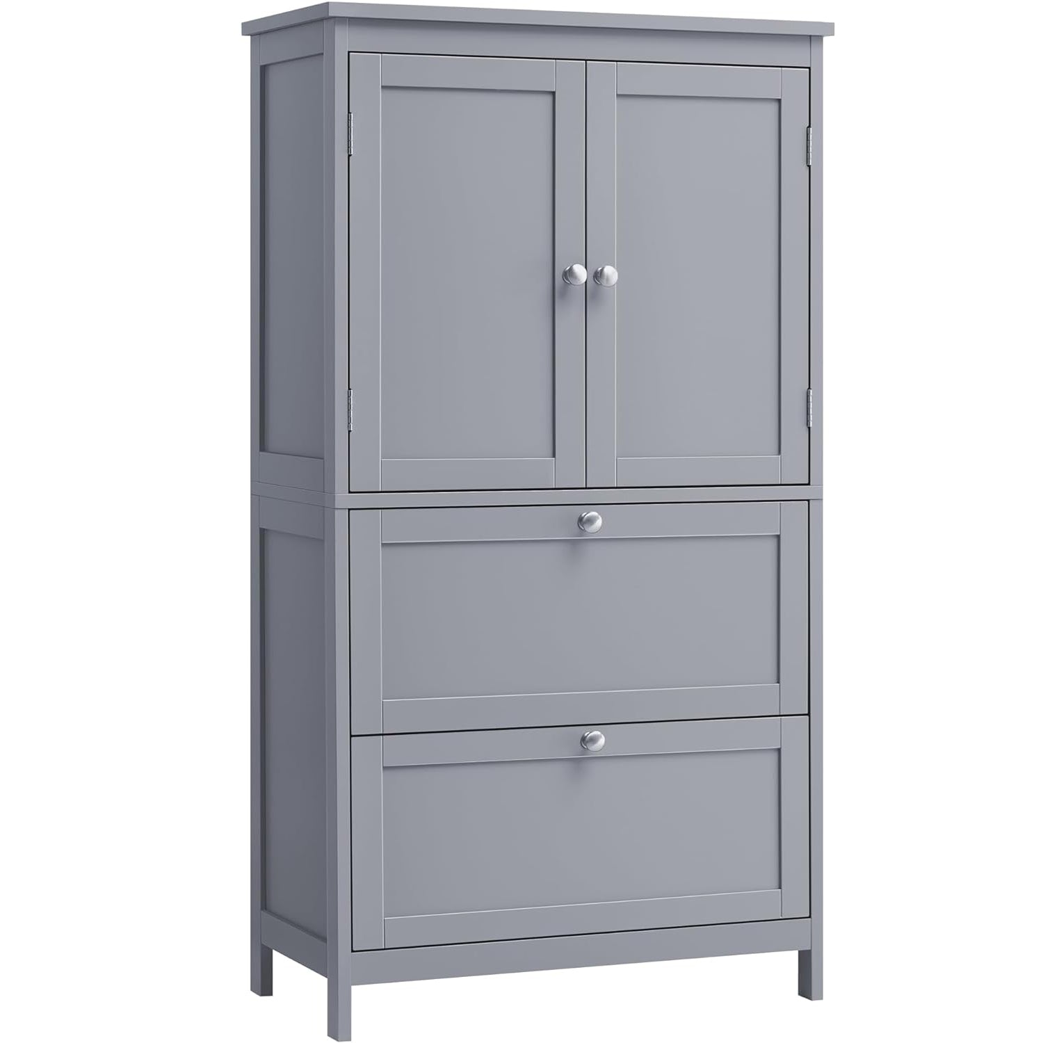 VASAGLE Dulap de baie, din MDF, cu 2 sertare si 2 usi, raft reglabil, 30x60x110cm, gri