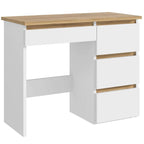 Birou Beta 3 Norge cu 4 sertare, 94x43x75 cm, alb si stejar craft