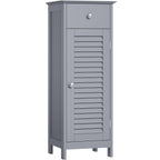 VASAGLE Dulap de depozitare de podea pentru baie, din lemn cu sertar, usa cu lamele, 32x30x87cm, gri