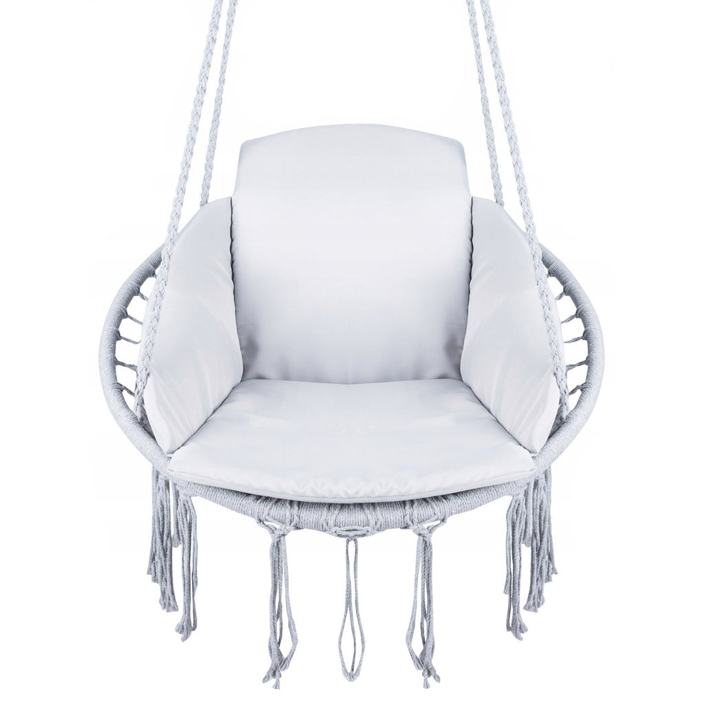 Scaun rotund  tip leagan suspendat cu perna Confort casa sau gradina, gri