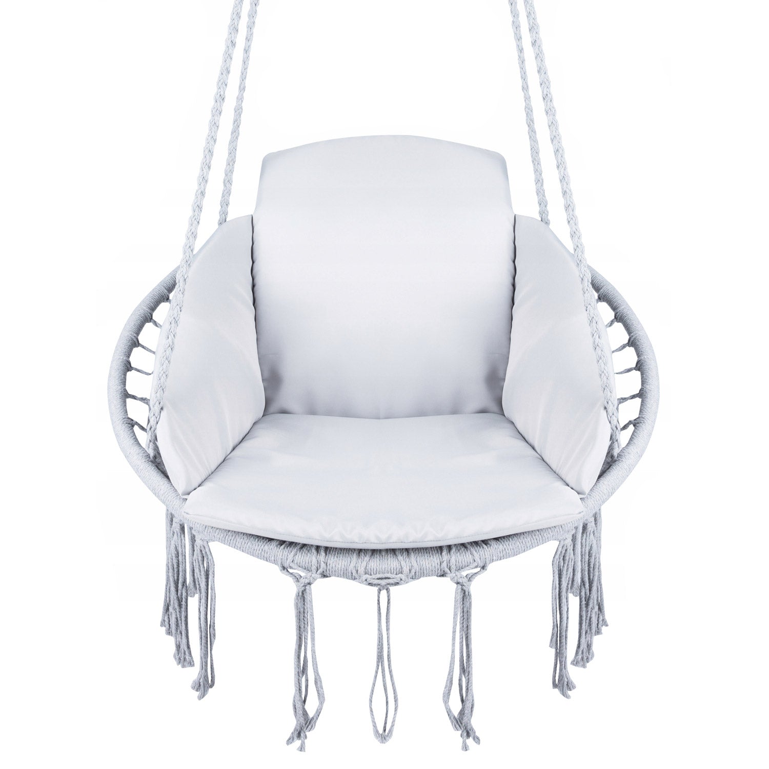 Scaun rotund  tip leagan suspendat cu perna Confort casa sau gradina, gri