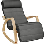 SONGMICS Scaun balansoar din lemn, suport picioare reglabil, maxim 150kg, 67x122x84 cm, gri inchis