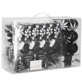 Set globuri si decoratiuni de Craciun, 77 piese, diverse dimensiuni, negru