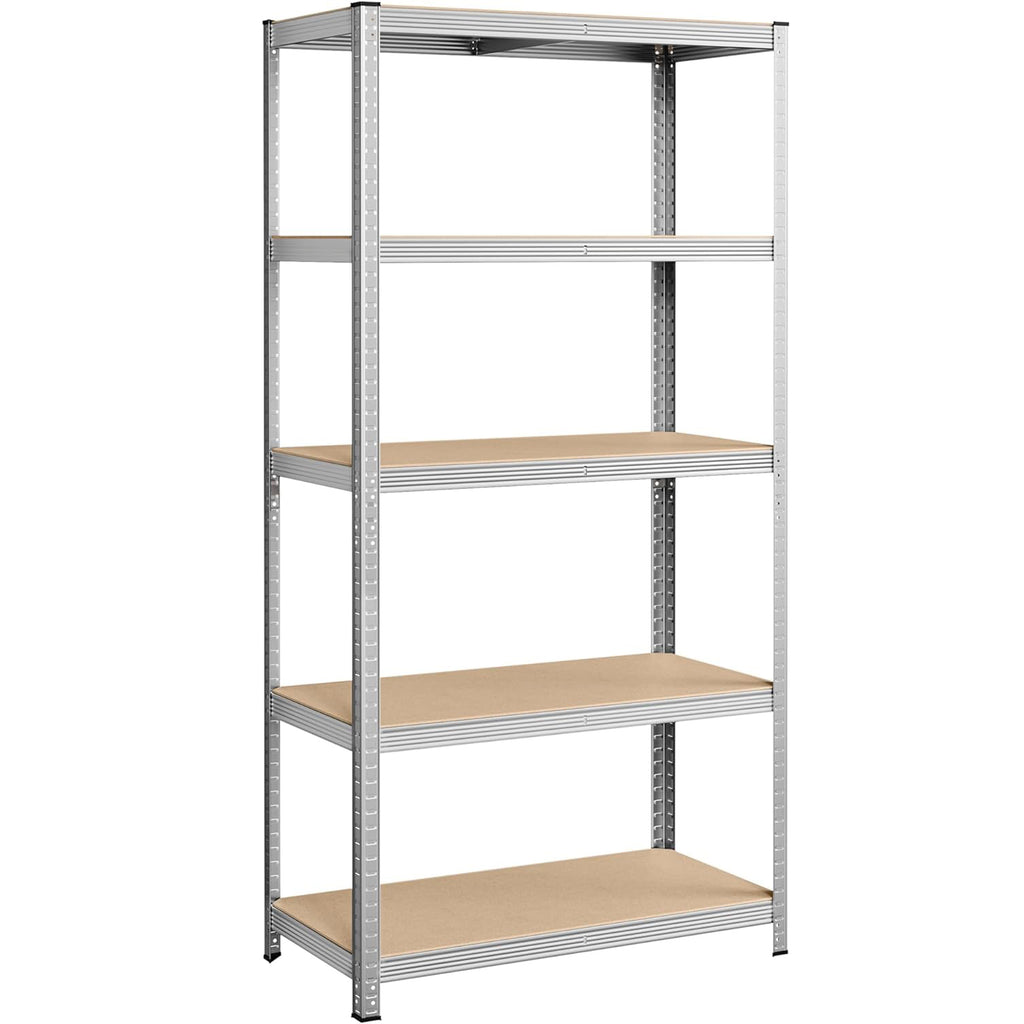 SONGMICS Raft de depozitare metalic, cu rafturi din MDF, 5 polite, max. 600 kg, 200x100x50cm, argintiu