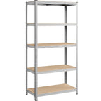 SONGMICS Raft de depozitare metalic, cu rafturi din MDF, 5 polite, max. 600 kg, 200x100x50cm, argintiu