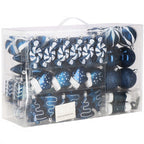 Set globuri si decoratiuni de Craciun, 77 piese, diverse dimensiuni, albastru inchis