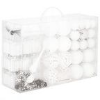 Set globuri si decoratiuni de Craciun, 101 piese, diverse dimensiuni, alb