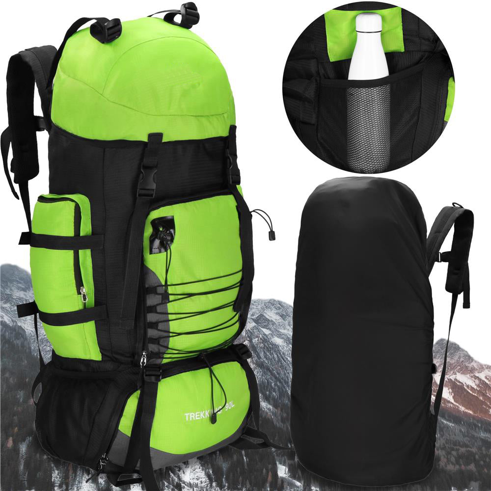 Rucsac tactic militar pentru drumetie, cu husa de ploaie, 90 litri, 25 kg, 85x38x26 cm, verde negru