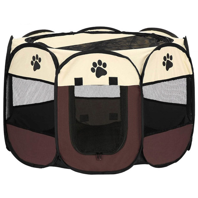 Tarc pliabil pentru animale de companie, diametru 81cm, bej maro