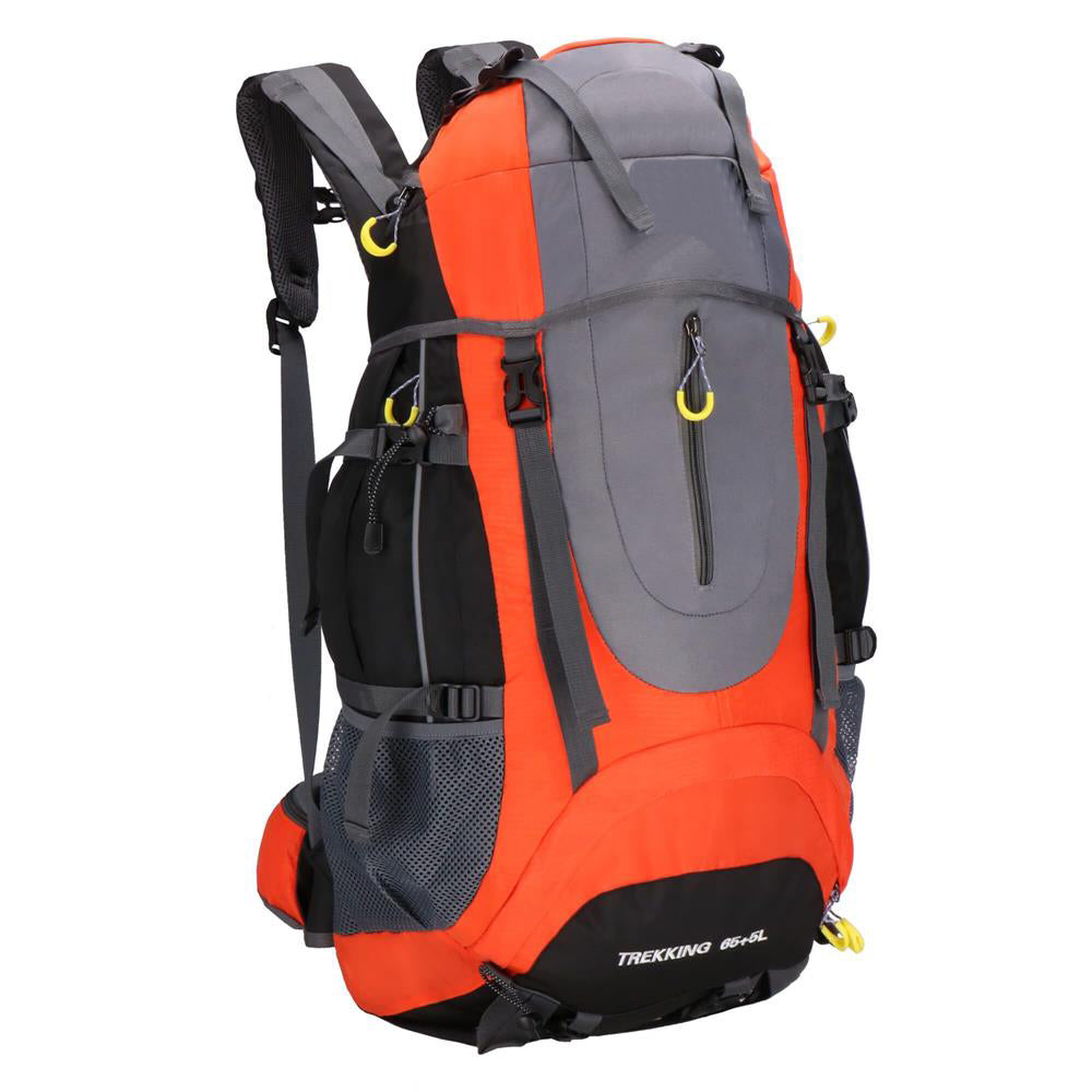 Rucsac tactic militar pentru drumetie, cu husa de ploaie, 70 litri, 25 kg, 68x35x20 cm, gri portocaliu